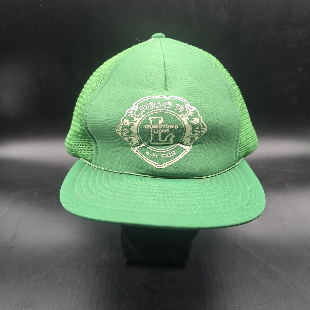 Vintage Greentown Indiana 4-H Fair Trucker Hat Lions Club Snapback Mesh Cap